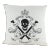 Vintage-Inspired Skull and Crossbones Pillow With Crowned Emblem For Sale