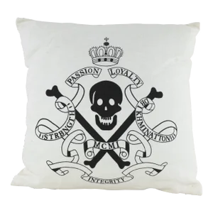 Vintage-Inspired Skull and Crossbones Pillow With Crowned Emblem