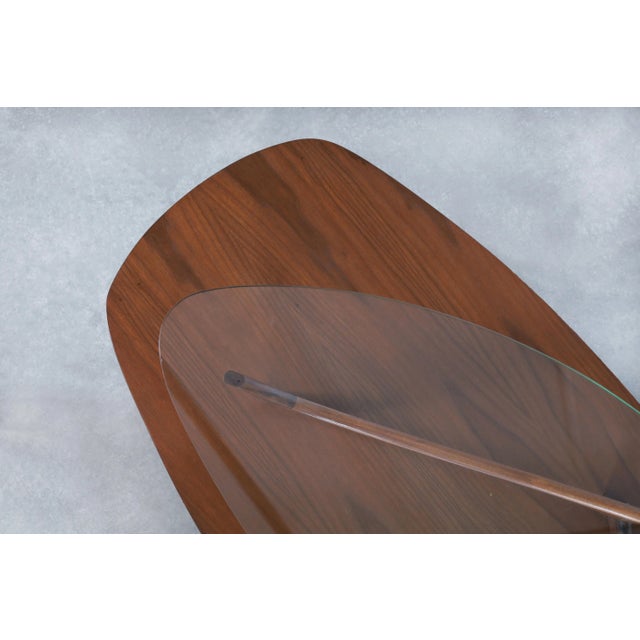 Mid-Century Modern Sculptural Walnut and Glass Coffee Table After Vladimir Kagan For Sale - Image 12 of 12
