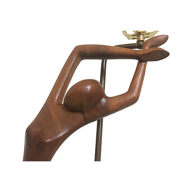 Karl Hagenauer Mid Century Figural Teak Lamp For Sale - Image 4 of 18