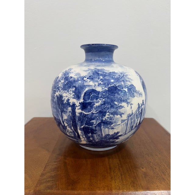Antique Royal Bonn Germany Vase Castle Rhine Delft Blue White F. Mehlem C. 1900 For Sale In Washington DC - Image 6 of 9