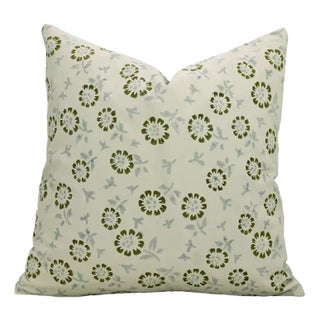 Fabdivine Handmade Block Printed Cushion Cover 22x22 Inch Cotton Satin-Bloom For Sale