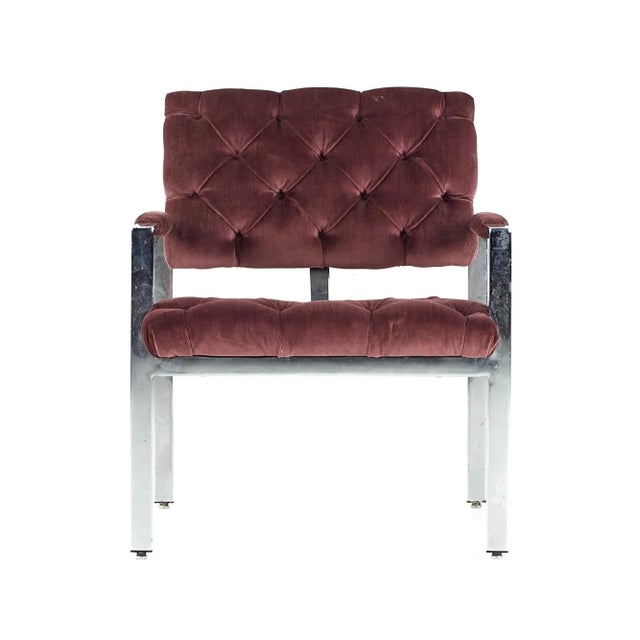 Mid 20th Century Milo Baughman for Thayer Coggin Mid Century Chrome Tufted Arm Chairs - Pair For Sale - Image 5 of 11