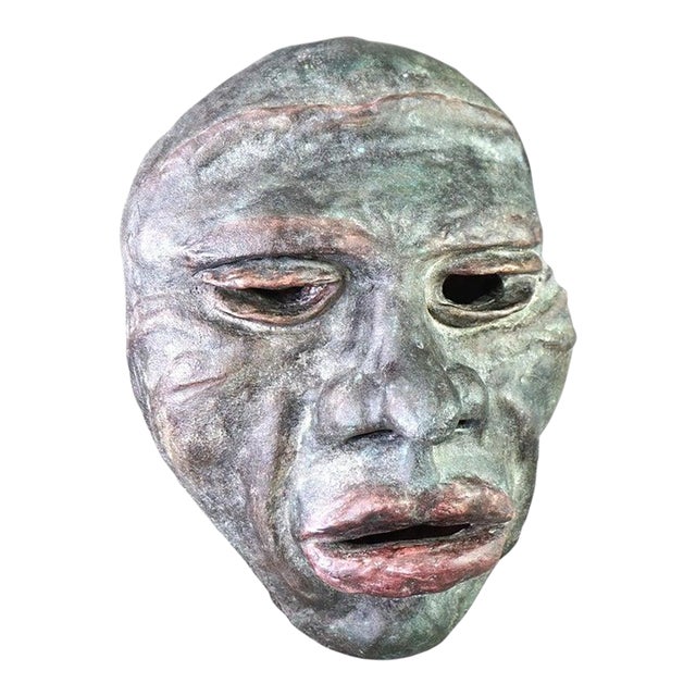 Mid Century Modern Terra Cotta Mask of a Tribal Man C1997 For Sale