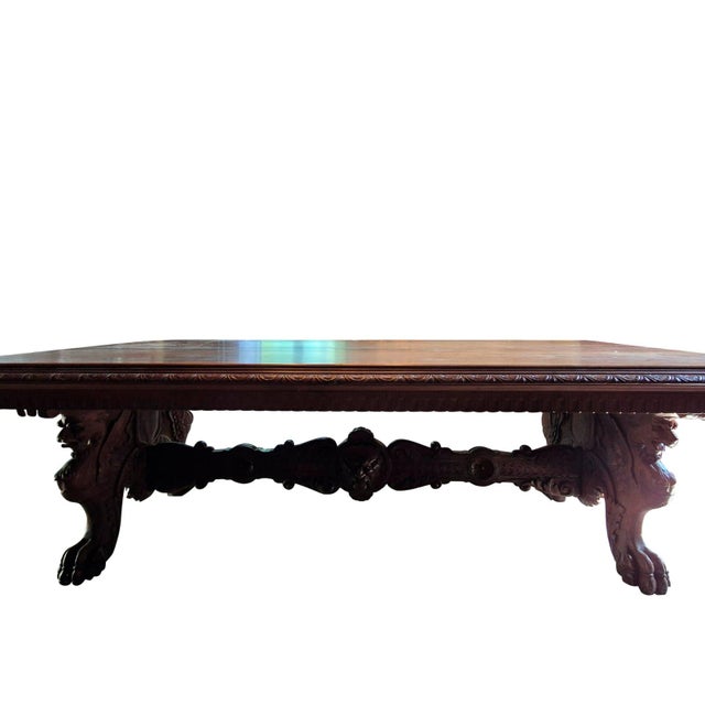 Antique Renaissance Revival Carved Walnut Refectory Table, 1850 For Sale - Image 9 of 18