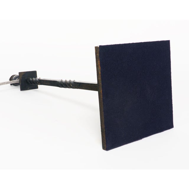 1950s Tall French Black Twisted Wrought Iron Table Lamp, 1950s For Sale - Image 5 of 6