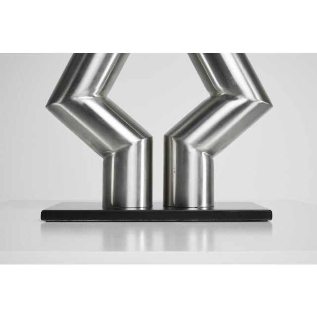 Stunning sized symmetrical sculpture in stainless steel, designed and made by Rudolf Wolf in his own atelier in Amstelveen...