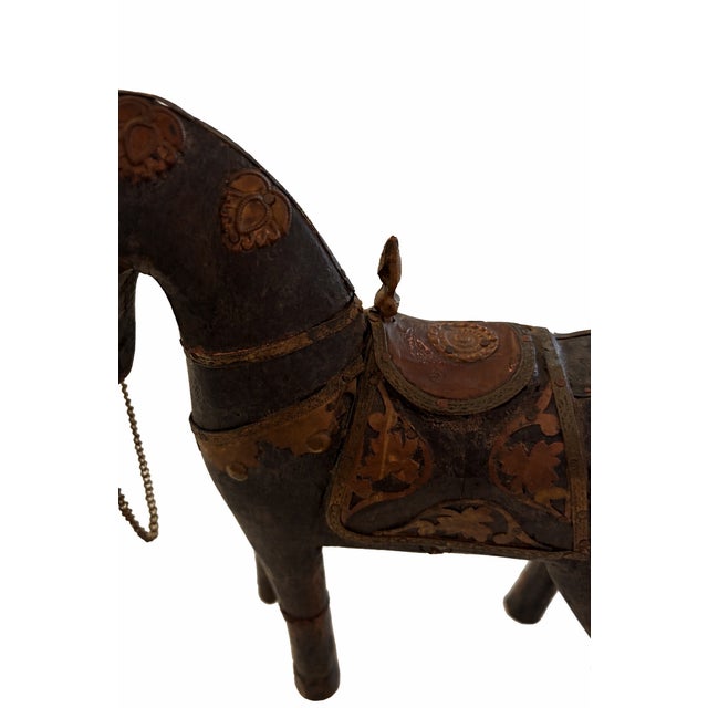 Wood Vintage Carved Wood Horse With Copper Saddle Details, C. 1970's For Sale - Image 7 of 9
