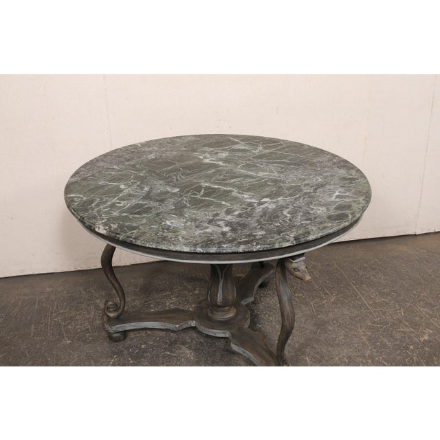 Mid 20th Century French Marble Top Serpent Motif Round Table For Sale - Image 4 of 13
