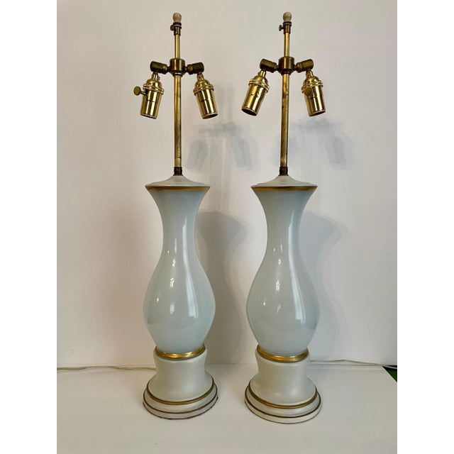 Italian Italian Opalescent Glass Lamps - A Pair For Sale - Image 3 of 9