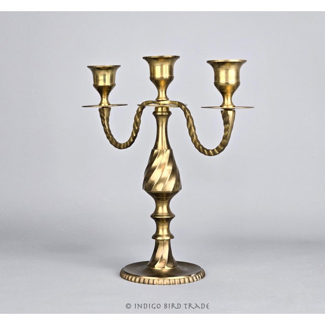 Antique Bronze Candelabra Spiral Design For Sale - Image 4 of 8