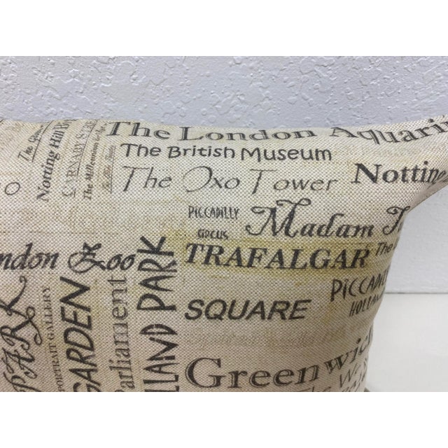 Large Bolster Pillow Plastered With the Names of London's Most Popular Tourist Attractions - Made in Uk. For Sale - Image 10 of 13