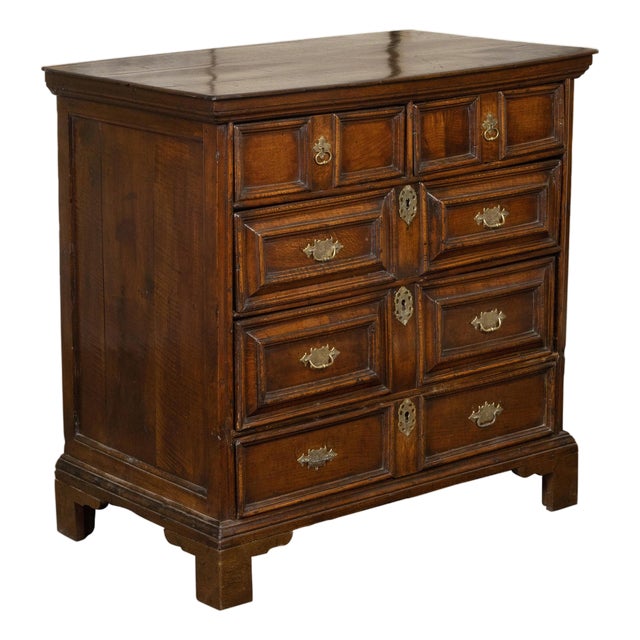 English 1810s George III Period Geometric Front Oak Chest with Five Drawers For Sale