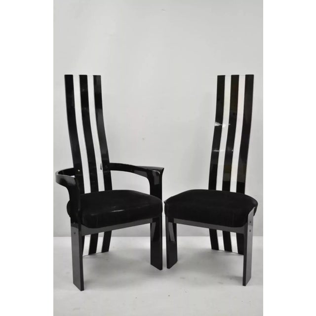 Late 20th Century Vintage Black and Clear Lucite High Back Sculptural Dining Chairs - Set of 4 For Sale - Image 12 of 12