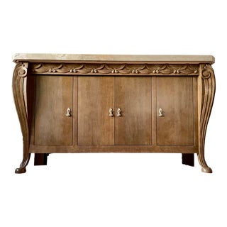 Hand Carved and Marble Buffet For Sale