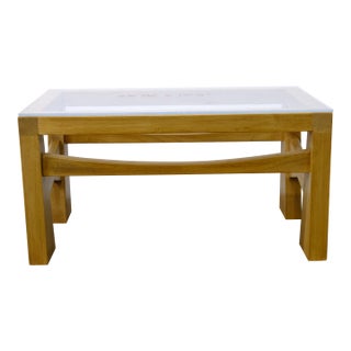 Wood-Framed Side Table / Plant Stand Base With Acrylic Template Top For Sale