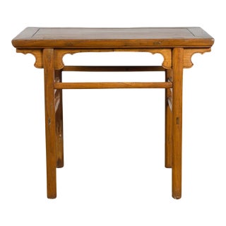 Chinese Ming Dynasty Style 19th Century Wine Console Table with Carved Apron For Sale