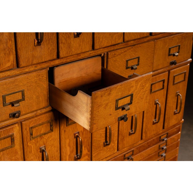 Antique Massive Modular Catalog Cabinet by Shaw-Walker For Sale In Chicago - Image 6 of 16