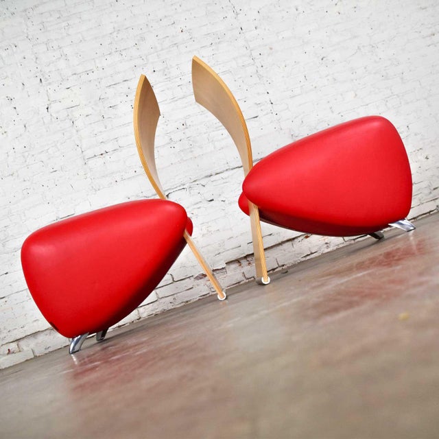 Vintage Dauphin Bobo Postmodern Accent Chairs by Dietmar Sharping Red