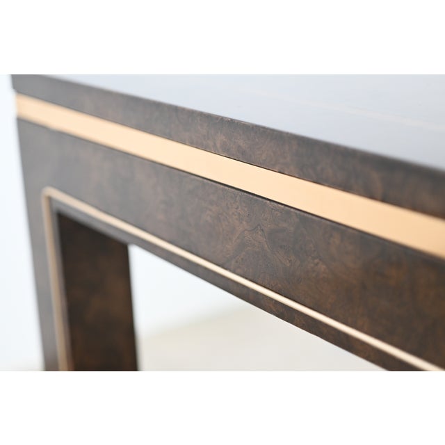 Mastercraft Burled Elm and Brass Accent Side Table For Sale - Image 13 of 18