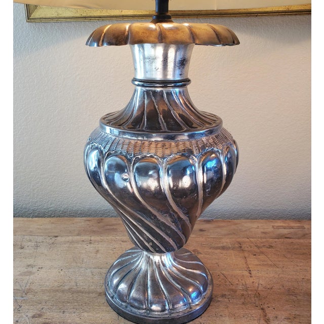 1900's Antique Pair of Silver Table Lamps For Sale - Image 10 of 12