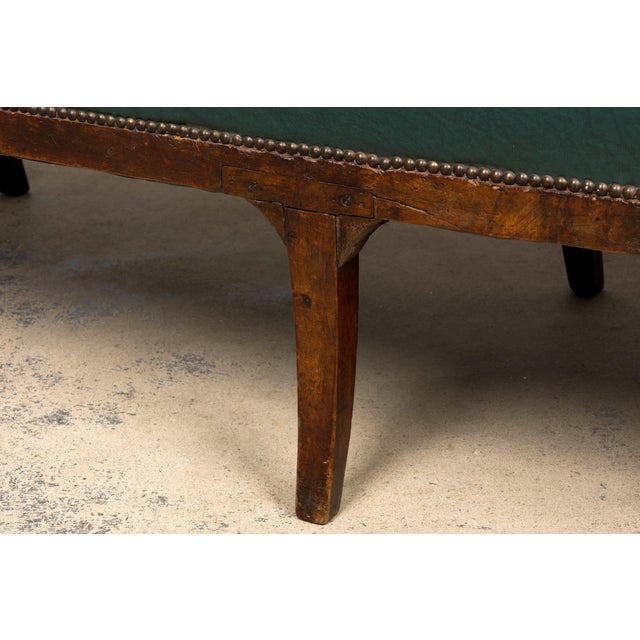 Early 19th Century French Empire Walnut Sofa in Forest Green For Sale - Image 11 of 18