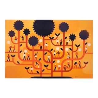 2020 Contemporary Quebec Poster, Ecosystem, Atlassian (Orange Poster With Trees) For Sale