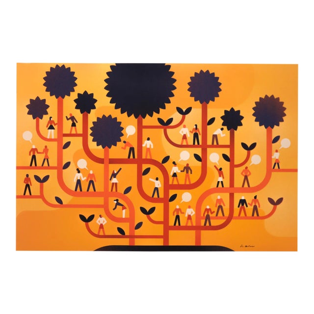 2020 Contemporary Quebec Poster, Ecosystem, Atlassian (Orange Poster With Trees) For Sale