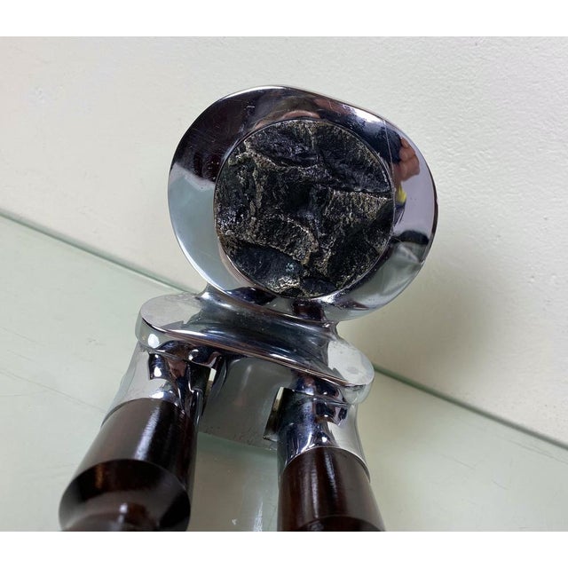 Brutalist Bathroom Set in Nickel-Plated Brass with Relief Stone, 1970s, Set of 5 For Sale - Image 14 of 18