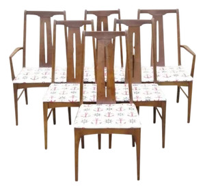 Mid 20th Century Vintage Mid Century Modern Sculpted Walnut Dining Room Chairs - Set of 6