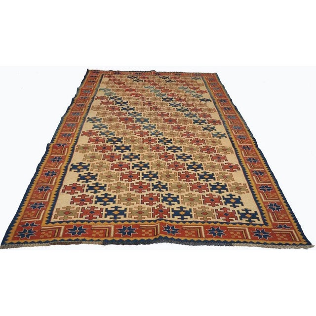 Vintage Tribal Nomadic Caucasian Soumak Sumakh Kilim Rug, 1950s For Sale - Image 4 of 13