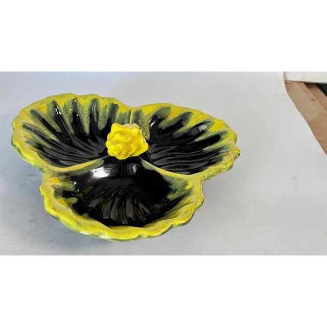 Yellow and Black Ceramic Catchall with 3 Compartments from Vallauris, 1970s For Sale - Image 12 of 17