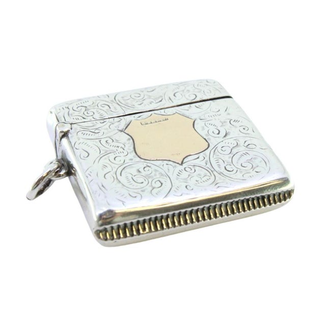 Metal Silver Matchbox with Engravings For Sale - Image 7 of 7