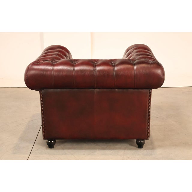 Chesterfield Style Pair of Oxford Red Leather Club Chairs For Sale - Image 14 of 16
