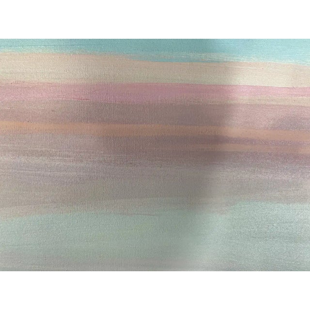 Textile Beach Scene Oil on Canvas Painting in Pastel Colors - 3 Pieces For Sale - Image 7 of 13