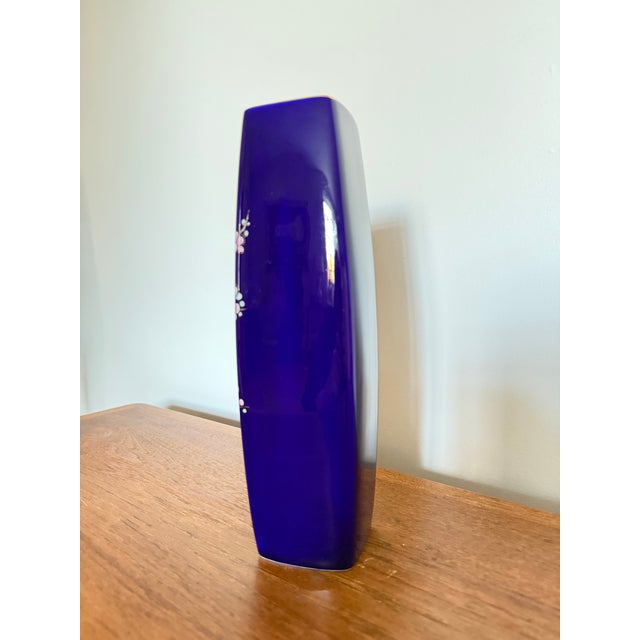 Handpainted MCI Japan Porcelain Cobalt Vase With Cherry Blossom and Bird Motif For Sale In Washington DC - Image 6 of 8
