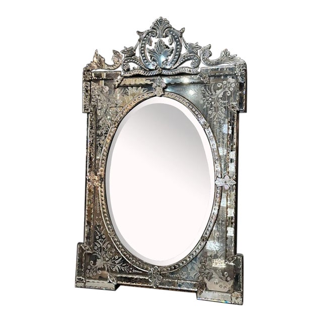 Venetian Etched Glass Mirror For Sale