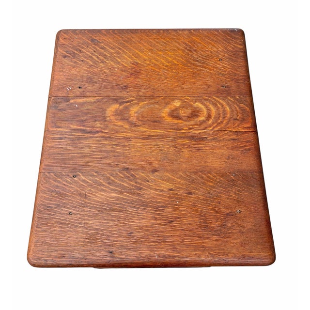 Antique Victorian Oak Four Drawer Oak Wood File Cabinet With Pull Out Work Tab For Sale - Image 9 of 12