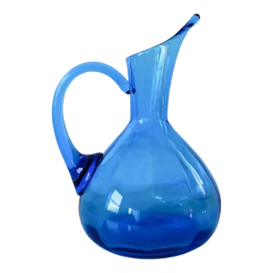 Vintage Blenko Mid-Century Modern Blue Glass Pitcher