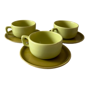Set of 3 Russel Wright Coffee Cups and Saucers