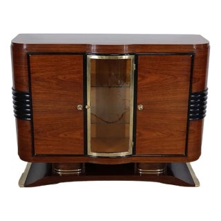 Art Deco Wood and Brass Buffet, 1930s For Sale