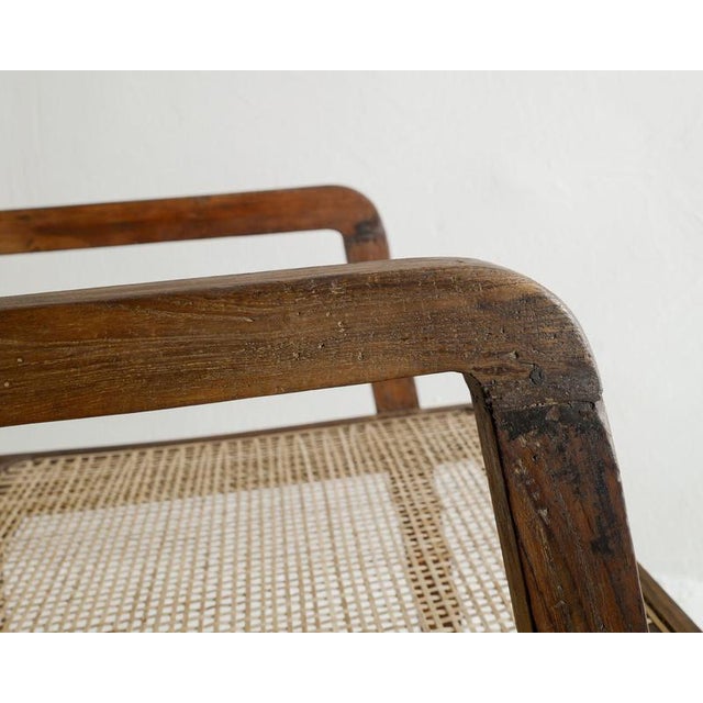 1950s French Mid-Century Wooden Box Office Dining Chair in Teak & Rattan by Pierre Jeanneret, 1950s For Sale - Image 5 of 7