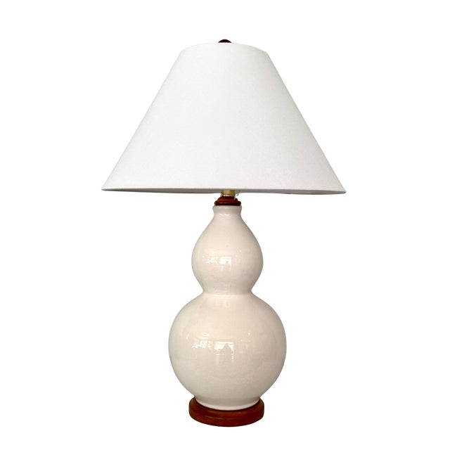 Lauren Ralph Lauren Ivory Crackle-Glaze Double Gourd Ceramic Table Lamp with Wood Base Bring timeless elegance and refined...