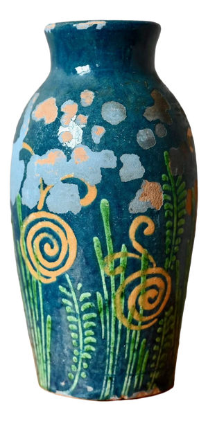 Art Deco Bohemian Soufflenheim Glazed Terracotta Vase, 1920s