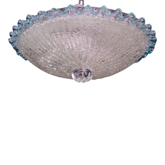 Italian Blue Glass Ceiling Fixture by Barovier & Toso, Murano, 1960 For Sale
