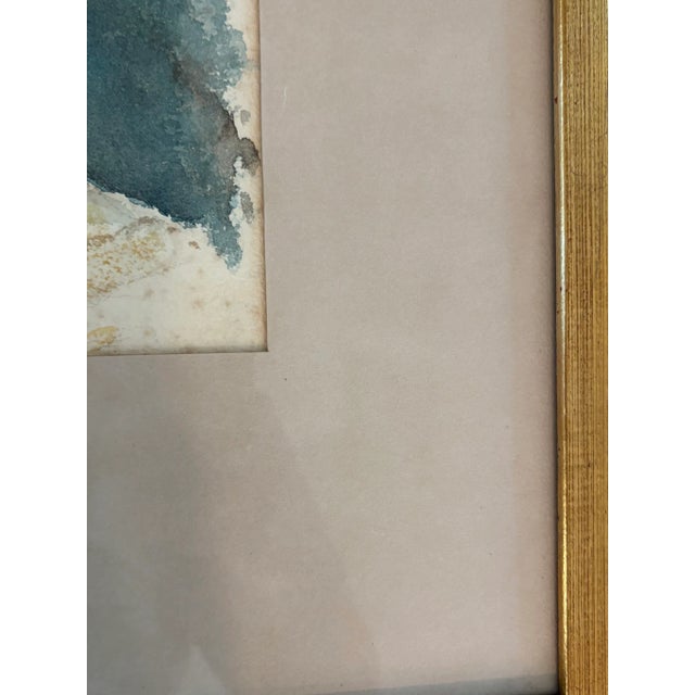 Beige Vintage Watercolor Portrait of Old Man With Beard Original & Signed Gilded Wood Frame For Sale - Image 8 of 15