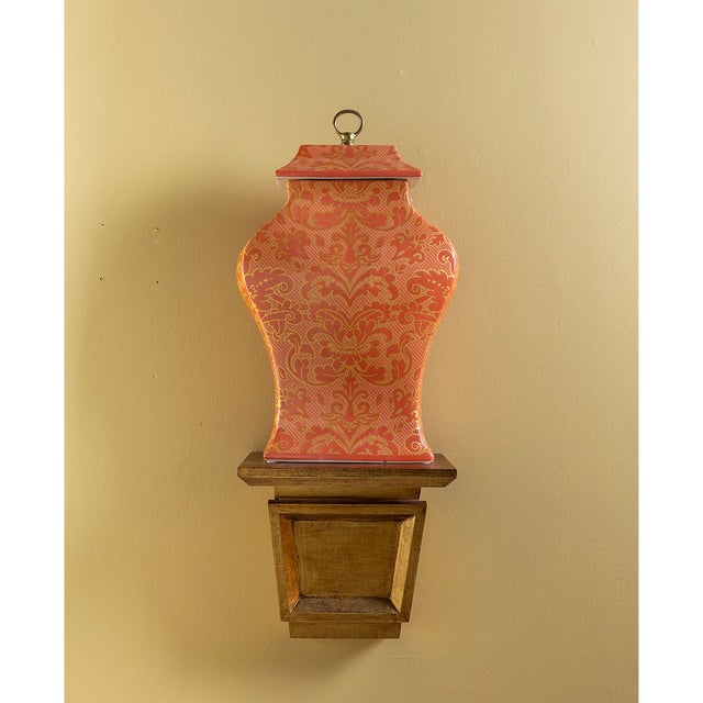 Williamsburg for Port 68 Richmond Damask Coral Jar For Sale In Chicago - Image 6 of 8