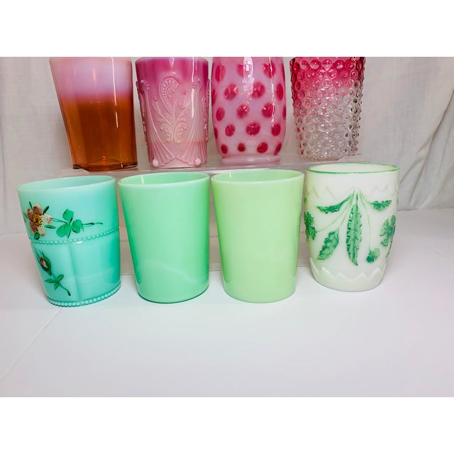 Rare Antique Circa 1930s Art Glass Tumblers Set of 8 For Sale - Image 10 of 11