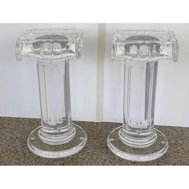 Plastic Late 20th Century Pair of Classical Style Lucite Pedestals by FabianArt For Sale - Image 7 of 10