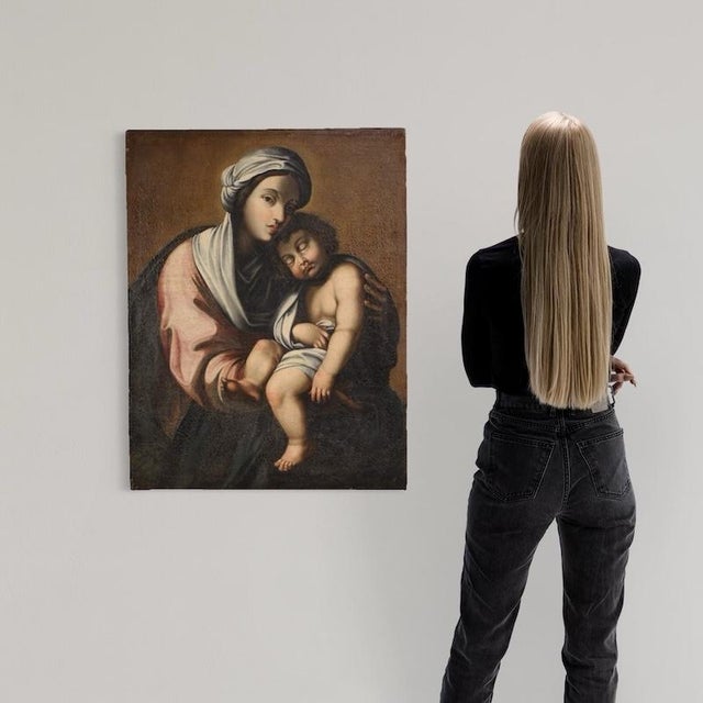 Madonna and Child, 1720, Oil Painting on Canvas For Sale - Image 3 of 16